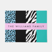 Leopard Print、Zebra Print、Blue、Your Name ドアマット (正面)