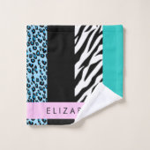 Leopard Print、Zebra Print、Blue、Your Name バスタオルセット (ウォッシュタオル)