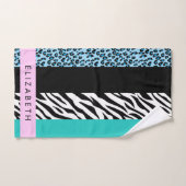 Leopard Print、Zebra Print、Blue、Your Name バスタオルセット (ハンドタオル)
