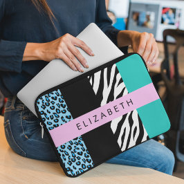 Leopard Print、Zebra Print、Blue、Your Name ラップトップスリーブ
