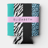 Leopard Print、Zebra Print、Blue、Your Name 缶クーラー (正面)