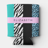 Leopard Print、Zebra Print、Blue、Your Name 缶クーラー (裏面)