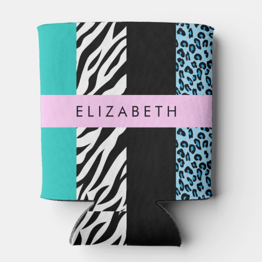 Leopard Print、Zebra Print、Blue、Your Name 缶クーラー (裏面)
