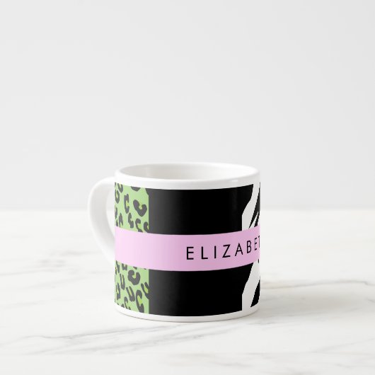 Leopard Print、Zebra Print、Green、Your Name エスプレッソカップ (正面左)