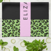 Leopard Print、Zebra Print、Green、Your Name キッチンタオル (折り畳み)