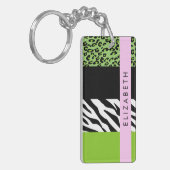 Leopard Print、Zebra Print、Green、Your Name キーホルダー (正面左)