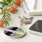 Leopard Print、Zebra Print、Green、Your Name キーホルダー (側面)