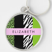 Leopard Print、Zebra Print、Green、Your Name キーホルダー (正面)