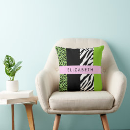 Leopard Print、Zebra Print、Green、Your Name クッション