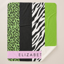 Leopard Print、Zebra Print、Green、Your Name シェルパブランケット