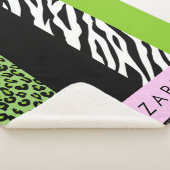 Leopard Print、Zebra Print、Green、Your Name シェルパブランケット (3/4)