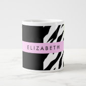 Leopard Print、Zebra Print、Green、Your Name ジャンボコーヒーマグカップ (正面)