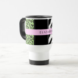 Leopard Print、Zebra Print、Green、Your Name トラベルマグ
