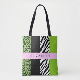 Leopard Print、Zebra Print、Green、Your Name トートバッグ