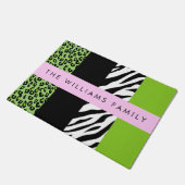Leopard Print、Zebra Print、Green、Your Name ドアマット (アングル)