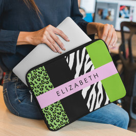 Leopard Print、Zebra Print、Green、Your Name ラップトップスリーブ