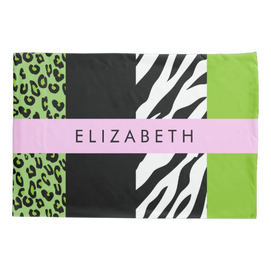 Leopard Print、Zebra Print、Green、Your Name 枕カバー (裏面)