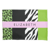 Leopard Print、Zebra Print、Green、Your Name 枕カバー (正面)