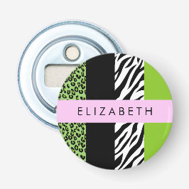 Leopard Print、Zebra Print、Green、Your Name 栓抜き
