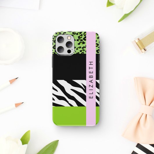 Leopard Print、Zebra Print、Green、Your Name Case-Mate iPhoneケース