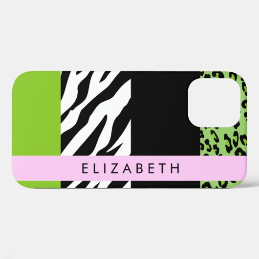 Leopard Print、Zebra Print、Green、Your Name Case-Mate iPhoneケース (裏面 (横))