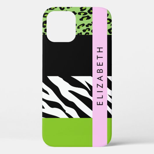 Leopard Print、Zebra Print、Green、Your Name Case-Mate iPhoneケース (裏面)