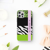 Leopard Print、Zebra Print、Green、Your Name iPhoneケース