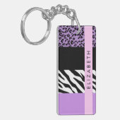Leopard Print、Zebra Print、Purple、お名前 キーホルダー (正面左)