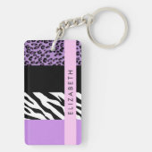 Leopard Print、Zebra Print、Purple、お名前 キーホルダー (裏面)