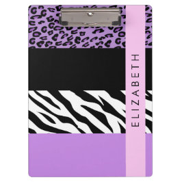 Leopard Print、Zebra Print、Purple、お名前 クリップボード