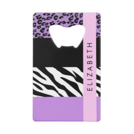 Leopard Print、Zebra Print、Purple、お名前 クレジットカード栓抜き
