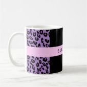 Leopard Print、Zebra Print、Purple、お名前 コーヒーマグカップ (左)