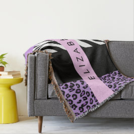 Leopard Print、Zebra Print、Purple、お名前 スローブランケット