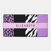 Leopard Print、Zebra Print、Purple、お名前 デスクマット (正面)