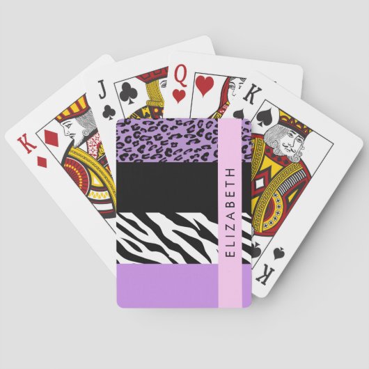 Leopard Print、Zebra Print、Purple、お名前 トランプ (裏面)