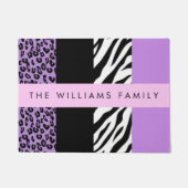 Leopard Print、Zebra Print、Purple、お名前 ドアマット (正面)