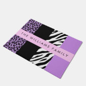 Leopard Print、Zebra Print、Purple、お名前 ドアマット (アングル)