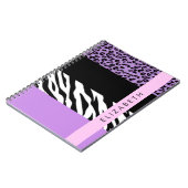 Leopard Print、Zebra Print、Purple、お名前 ノートブック (左側)
