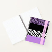 Leopard Print、Zebra Print、Purple、お名前 ノートブック (内部)