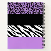 Leopard Print、Zebra Print、Purple、お名前 ノートブック (裏面)