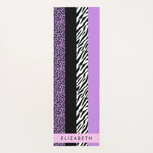 Leopard Print、Zebra Print、Purple、お名前 ヨガマット (裏面)