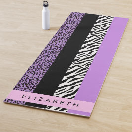 Leopard Print、Zebra Print、Purple、お名前 ヨガマット