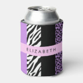 Leopard Print、Zebra Print、Purple、お名前 缶クーラー (缶正面)