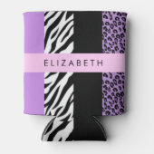 Leopard Print、Zebra Print、Purple、お名前 缶クーラー (正面)