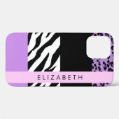 Leopard Print、Zebra Print、Purple、お名前 Case-Mate iPhoneケース (裏面 (横))