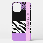 Leopard Print、Zebra Print、Purple、お名前 Case-Mate iPhoneケース (裏面)
