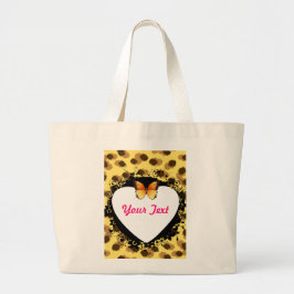 Leopard Printed Heard and Butterfly ラージトートバッグ