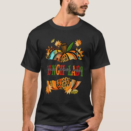 Leopard Pumpkin Fall Autumn Thanksgiving Lunch Lad Tシャツ (正面)