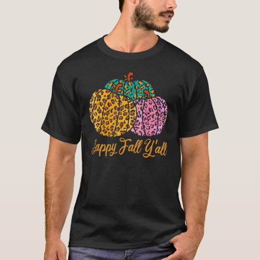 Leopard Pumpkin Happy Fall Yall Autumn Pumpkin Sea Tシャツ (正面)