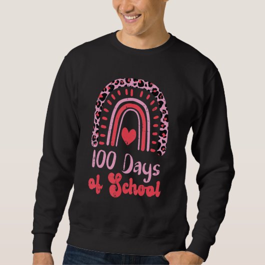 Leopard Rainbow 100 Days Of School 100th Day Teach スウェットシャツ (正面)